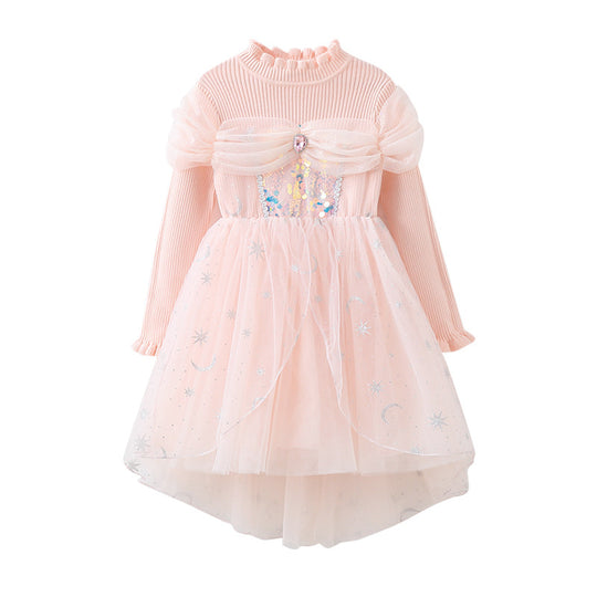 Mädchen festliches Tüllkleid mit funkelnden Applikationen EB