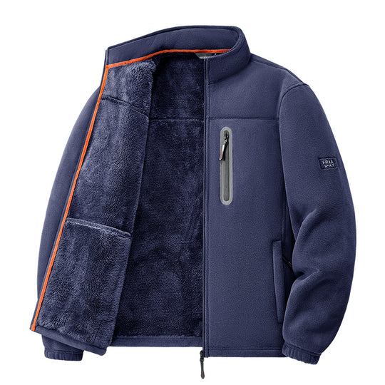 Herren  Thermo-Fleecejacke mit hochflorigem Teddyfutter, Brust-Reißverschlusstasche und winddichter Front EB