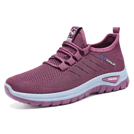 Damen nan leichte gestrickte Freizeitsneaker mit elastischem Schnellzug-Kordelsystem und stoßdämpfender EVA-Sohle EB
