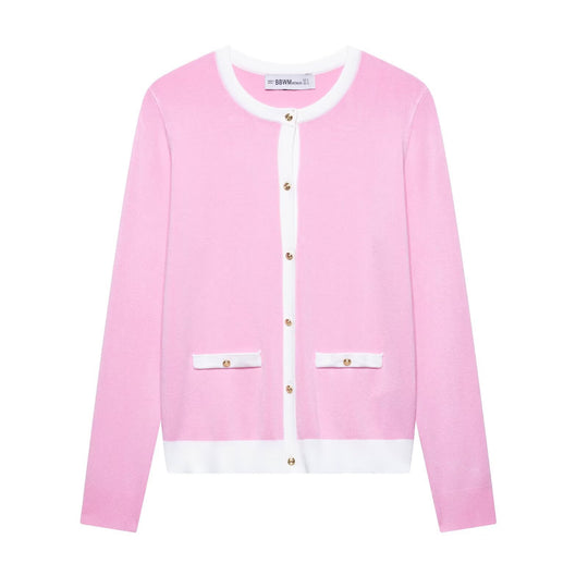 Damen elegante Strickjacke mit dekorativen Knöpfen und Taschen EB