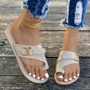 Damen Komfortable Zehentrenner-Sandalen mit eleganter Schnallenverzierung EB