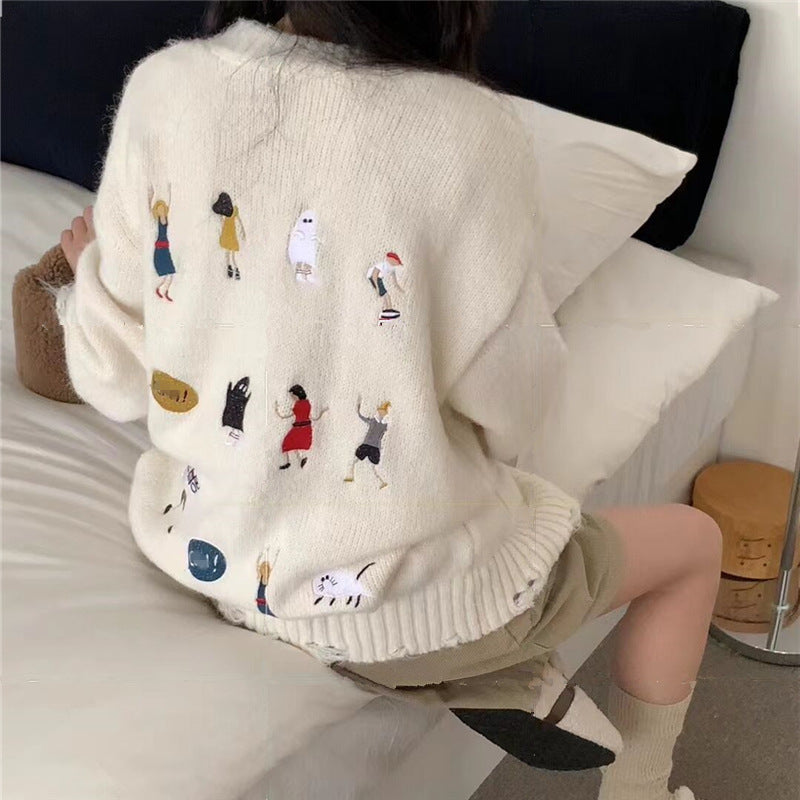 Damen Grober Strickcardigan mit praktischen Taschen und Knopfdetails EB