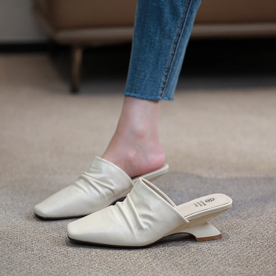 Damen elegante Pantoletten mit modischem Raffung-Design EB