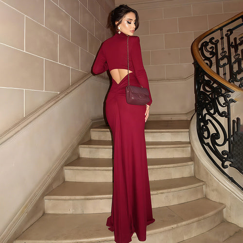Damen Elegantes Abendkleid mit hohem Schlitz und raffiniertem Rückenausschnitt EB