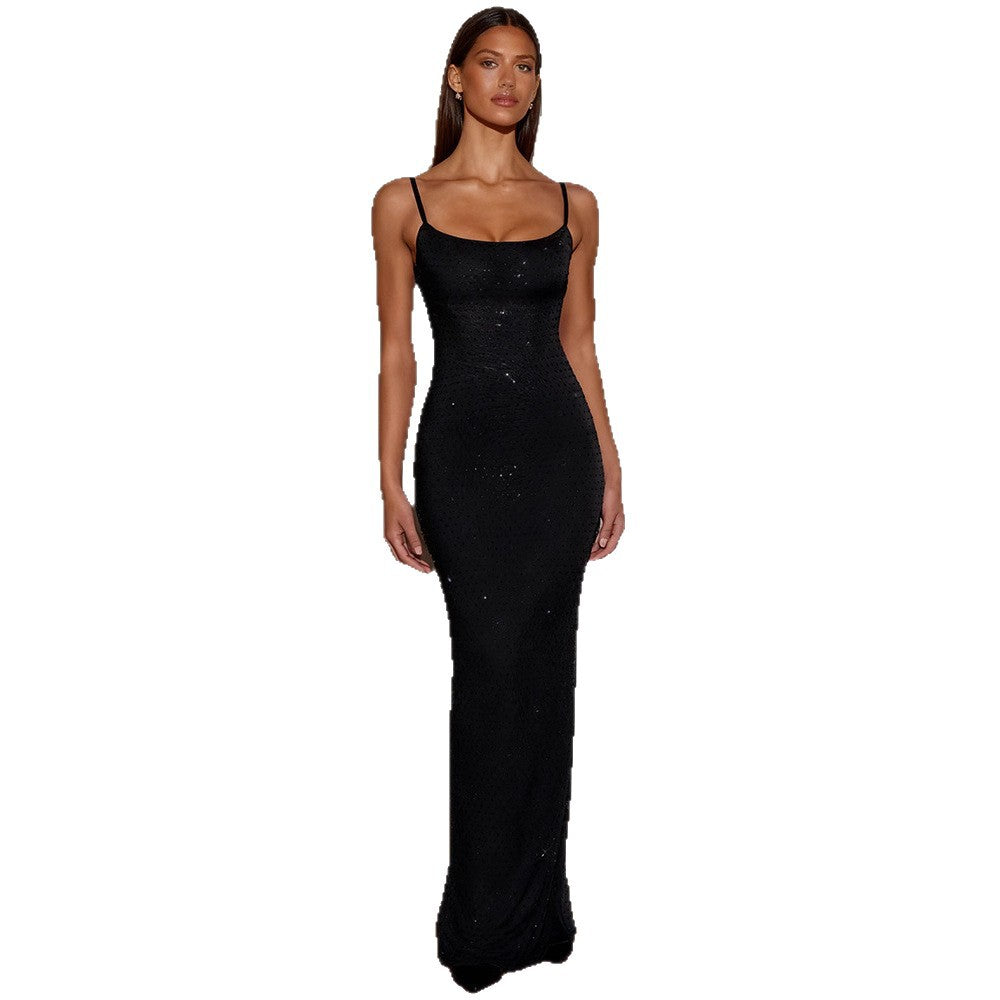 Damen Glamouröses Paillettenkleid mit Spaghettiträgern und figurbetontem Schnitt EB
