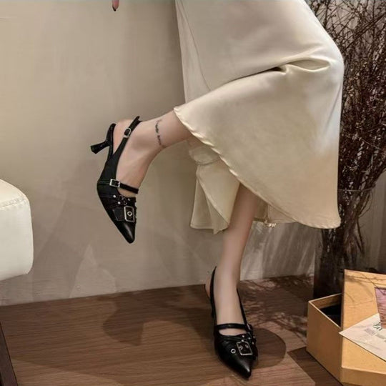 Damen elegante spitze Ballerinas mit Schnallenverzierung EB