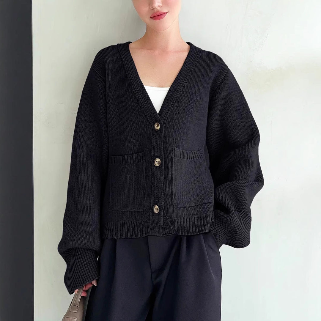 Damen Strickjacke mit weiten Ärmeln und praktischen Taschen EB