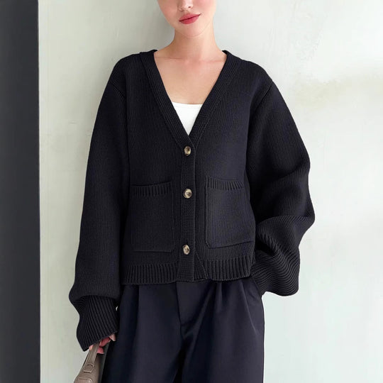 Damen Strickjacke mit weiten Ärmeln und praktischen Taschen EB