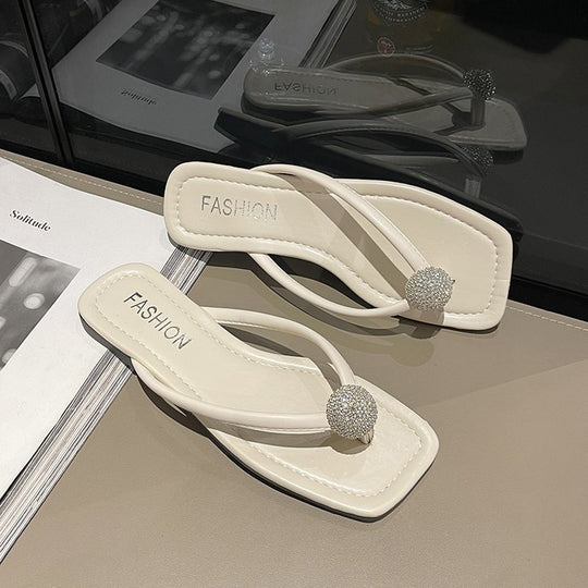Damen elegante Zehentrenner mit funkelndem Strass-Detail EB