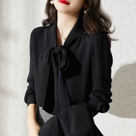 Damen Elegante Schleifenbluse EB