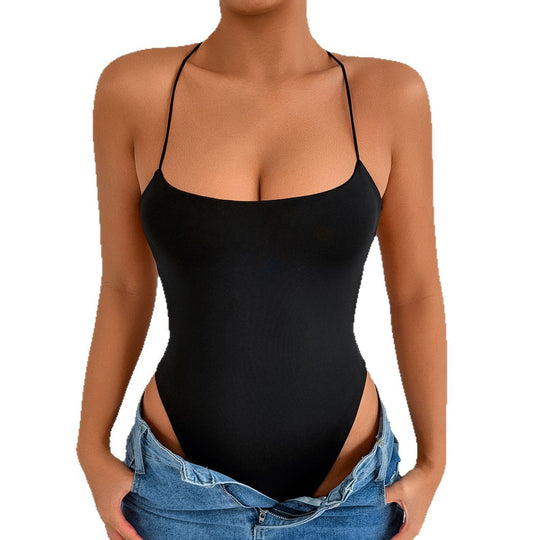 Damen Body mit tiefem Ausschnitt und schmalen Trägern EB