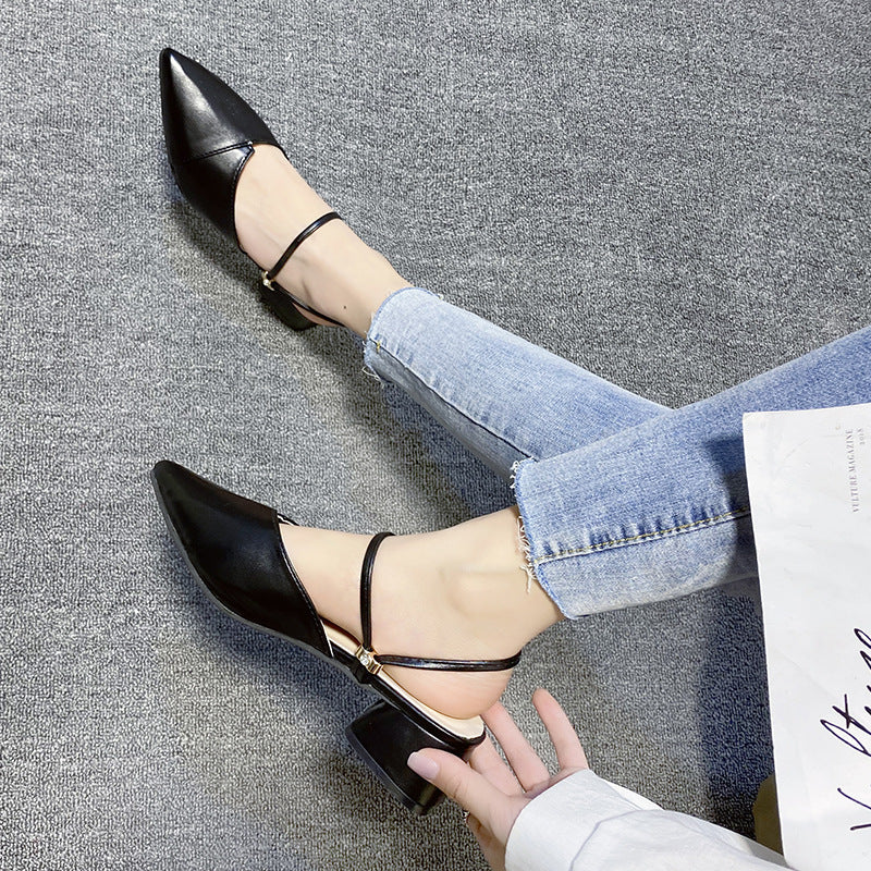 Damen Elegante Slingback Schuhe mit modischem Blockabsatz und schicker Schnalle EB