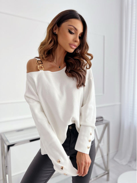 Damen lässiger Pullover mit schulterfreier Detailgestaltung EB