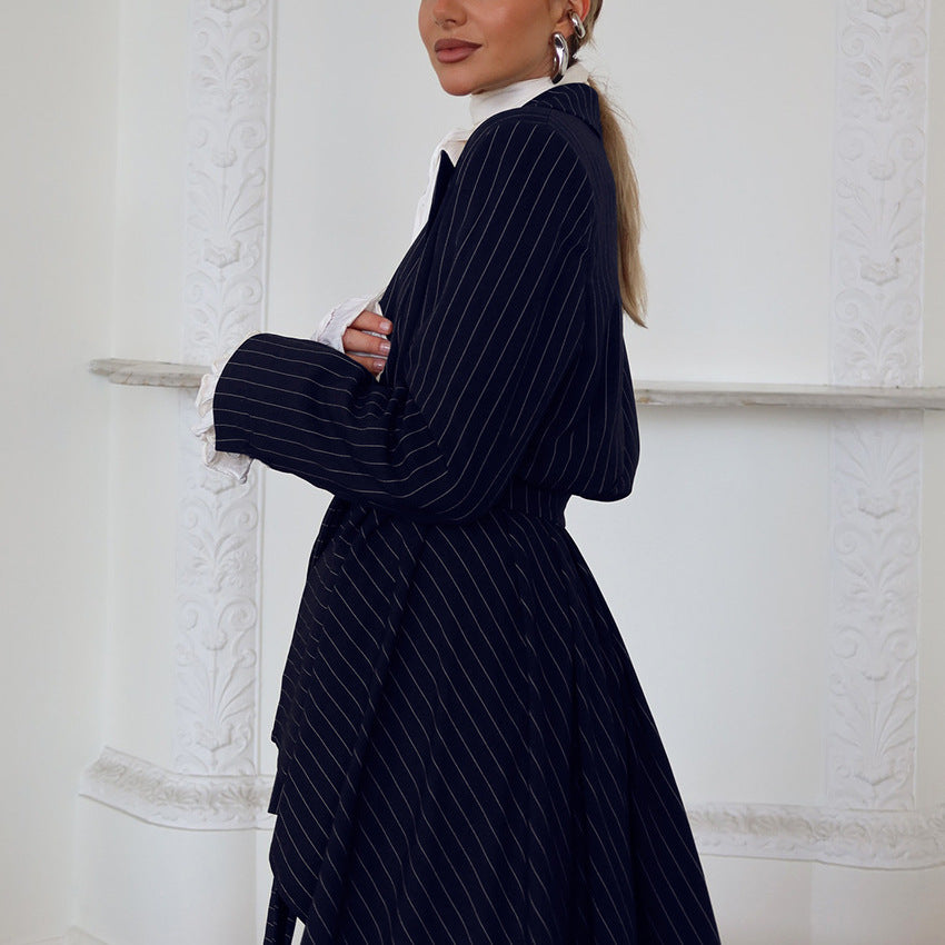 Damen Elegante taillierte Blazerjacke mit asymmetrischem Schnitt und Gürtel EB