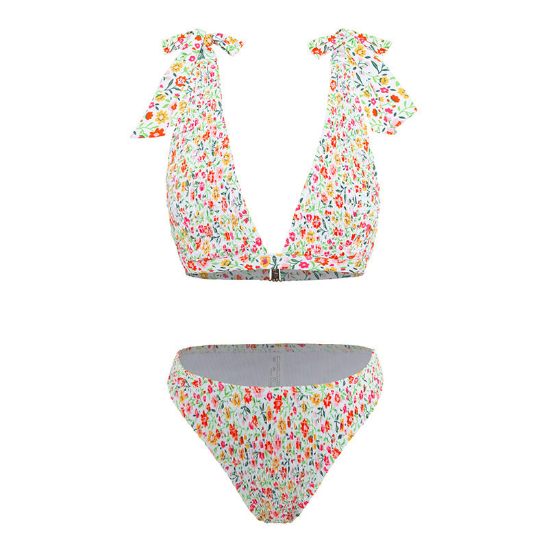 Damen Triangel-Bikini mit verspieltem Blumenmuster EB