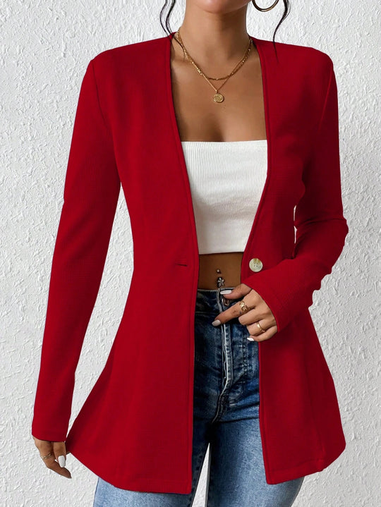Damen elegante Blazerjacke mit asymmetrischem Schnitt EB