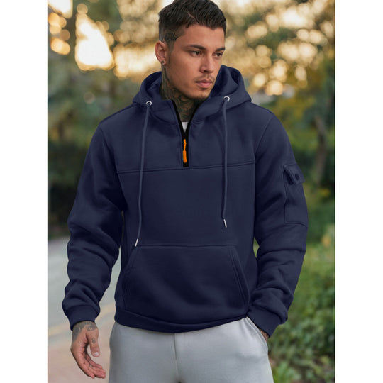 Herren Funktionaler Kapuzenpullover mit Halbreißverschluss und Seitentaschen EB