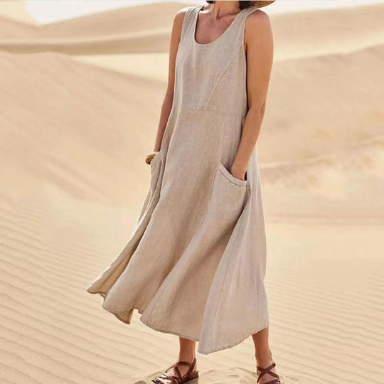 Damen Sommerliches Maxi-Kleid mit praktischen Taschen und lässigem Schnitt EB
