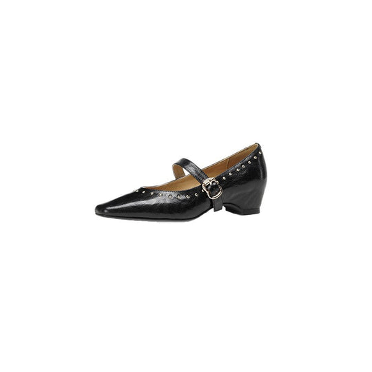 Damen Elegante Ballerinas mit dekorativen Nieten und verstellbarem Riemen EB