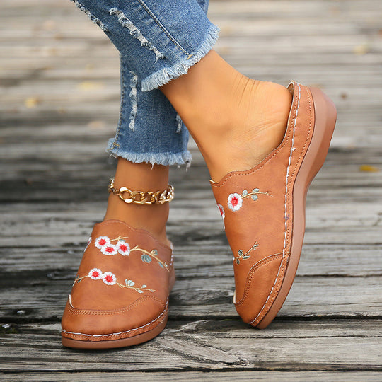 Bestickte Vintage-Blumen Hausschuhe EB