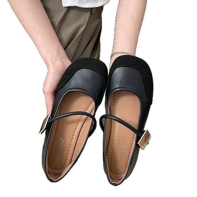 Damen elegante Ballerinas mit modischem Riemen und hochwertigen Obermaterialien EB