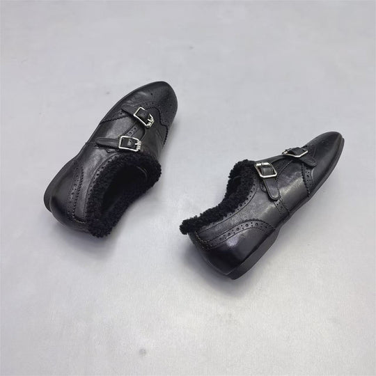 Damen elegante Mokassins mit warmem Fleecefutter und modischen Schnallen EB