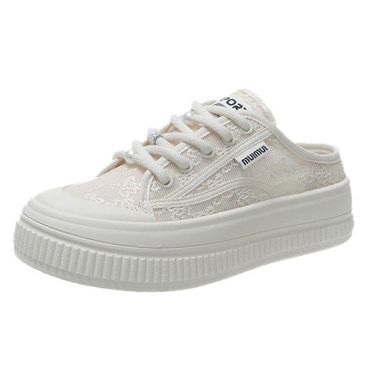 Damen Lace-Up Plateau Sneakers mit dekorativen Details EB