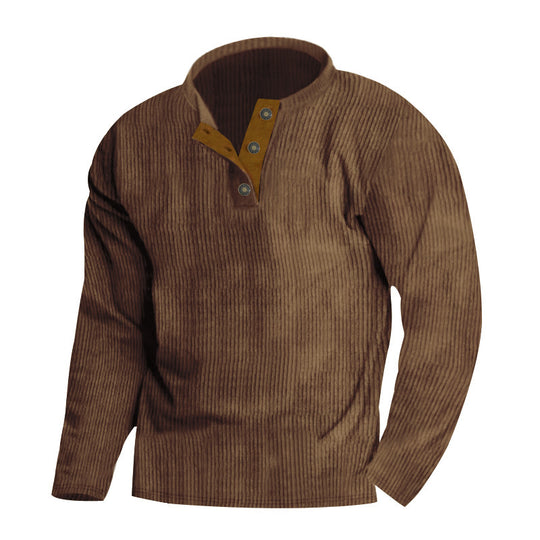 Herren Langarm-Pullover mit strukturierter Oberfläche und eleganter Knopfleiste EB