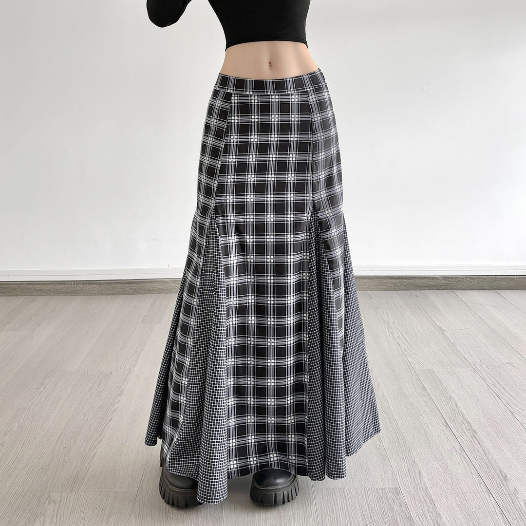 Damen Maxirock mit modernem Karomuster und eleganter Schlitzgestaltung EB