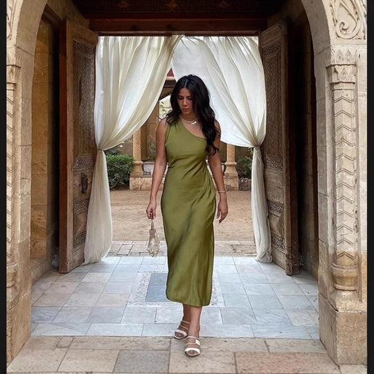 Damen Elegantes asymmetrisches Maxikleid mit sanften Farbverlauf und bequemem Tragekomfort EB