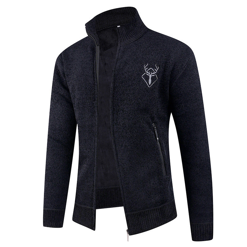 Herren Strickjacke mit hohem Kragen und praktischen Reißverschlusstaschen EB
