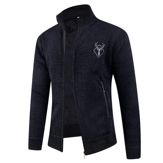 Herren Strickjacke mit hohem Kragen und praktischen Reißverschlusstaschen EB