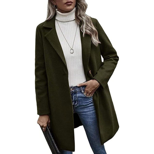 Damen modischer Wollmantel mit elegantem Revers EB