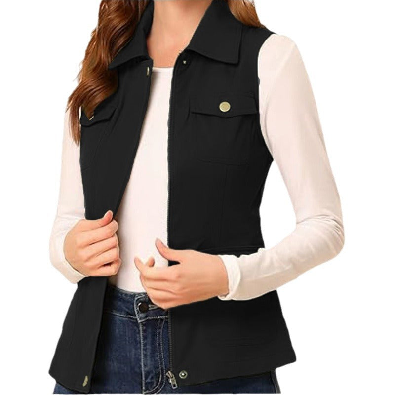 Damen stylische Weste mit praktischen Taschen EB