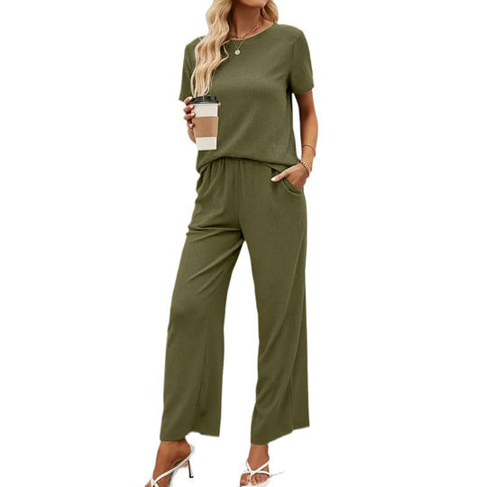 Damen Kurzarm-Overall mit Rüschendetails und Bindegürtel EB