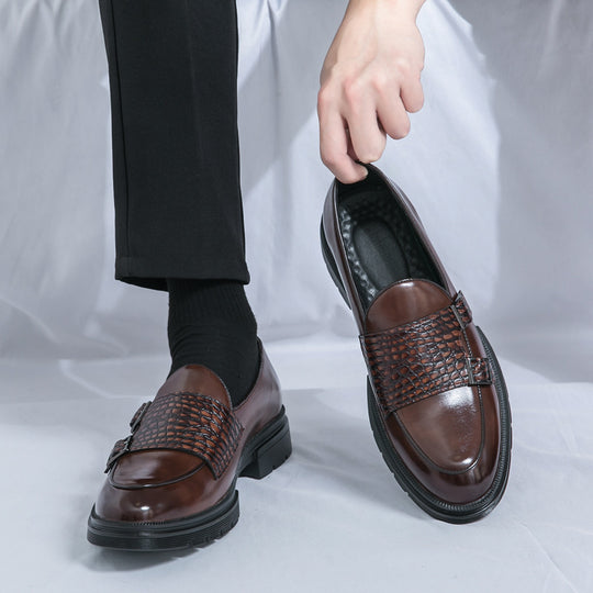 Damen elegante Mokassins mit modischen Schnallen und robustem Profil EB
