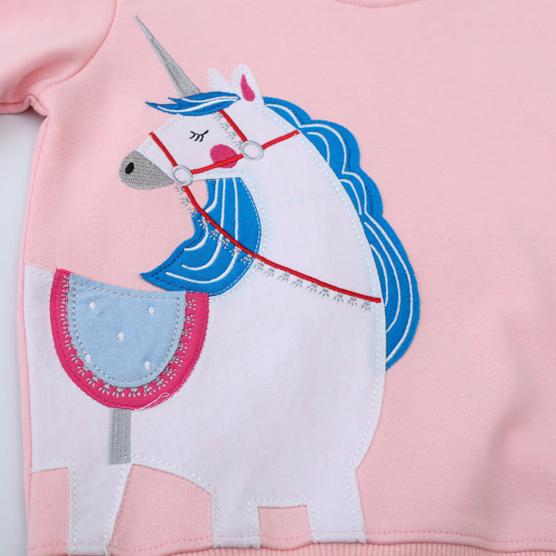 Mädchen Sweatshirt mit niedlicher Einhorn-Applikation EB