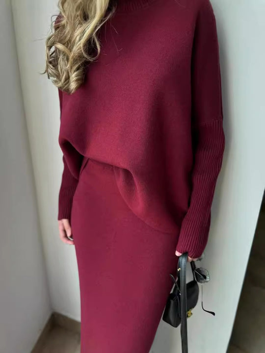 Damen Elegant gestricktes Maxikleid mit lässigem Schnitt EB
