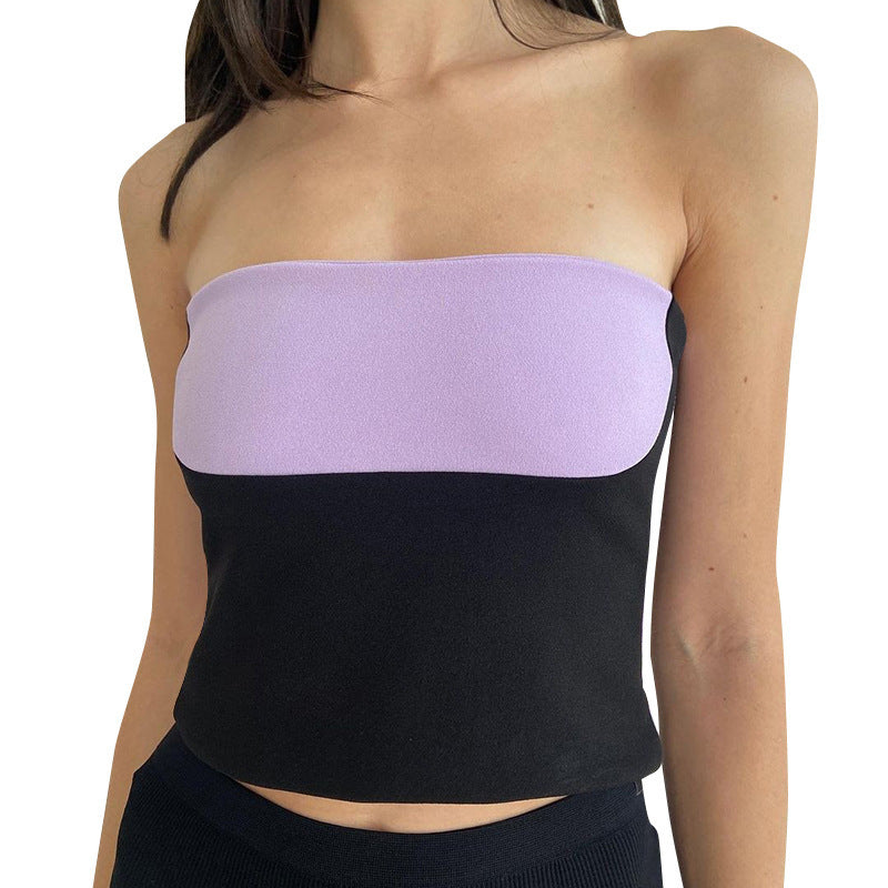 Damen Bandeau-Top mit kontrastierenden Farbkombinationen und hochwertiger Materialverarbeitung EB
