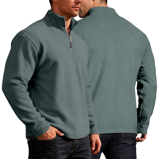 Herren nan leichter Mikrofleece-Performancepullover mit kurzem Reißverschluss Raglanärmeln und formgebenden Nähten EB