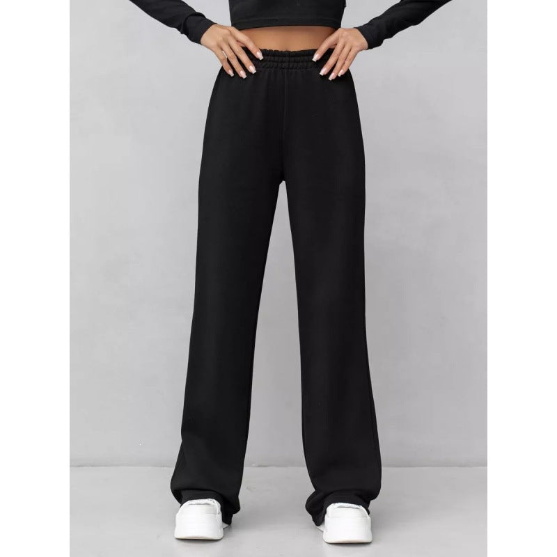 Damen nan fließende Palazzo-Loungehose mit extra weitem Bein elastischem Komfortbund und dezenten Eingrifftaschen EB