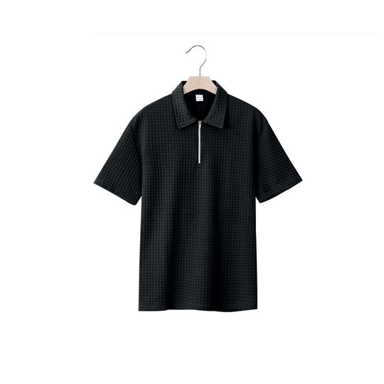 Herren Kurzarm Polo-Shirt mit strukturiertem Design und Reißverschluss EB