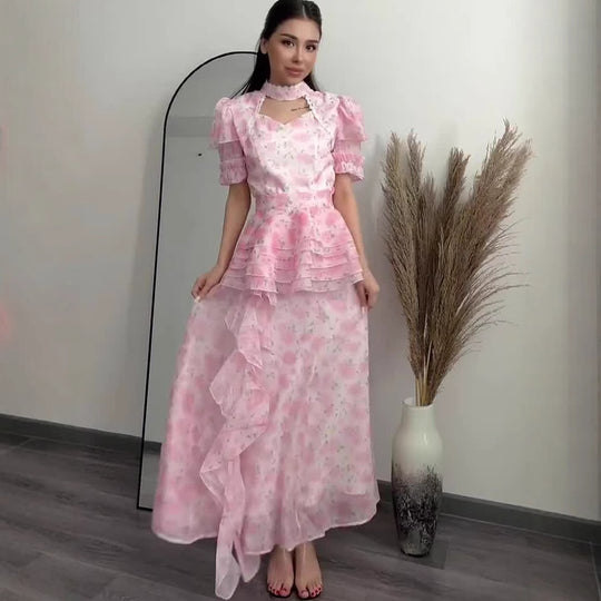 Damen Elegantes und verspieltes Blumenkleid EB