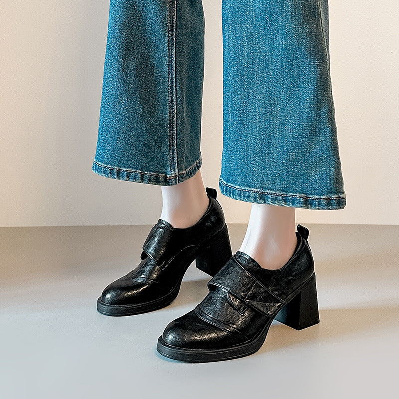 Damen modische Halbschuhe mit breitem Klettverschluss EB