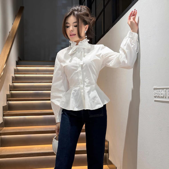 Damen Bluse mit Rüschendetail und schmeichelndem Schnitt EB