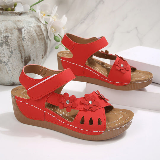 Damen Komfortable Sandalen mit Blumendekor EB