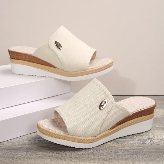 Damen Wedge-Sandalen mit eleganter Textil-Oberfläche und komfortabler Fußbettgestaltung EB
