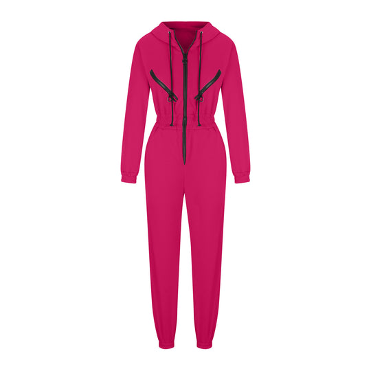 Damen nan kurzes Halbzip-Loungewear-Set mit elastischem Taillenbund und oversized Schnitt EB