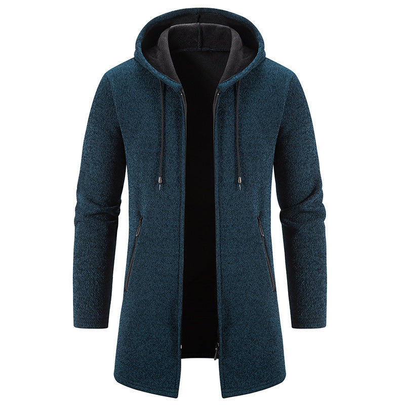 Herren praktische und stilvolle Fleecejacke mit Kapuze und Reißverschlusstaschen EB