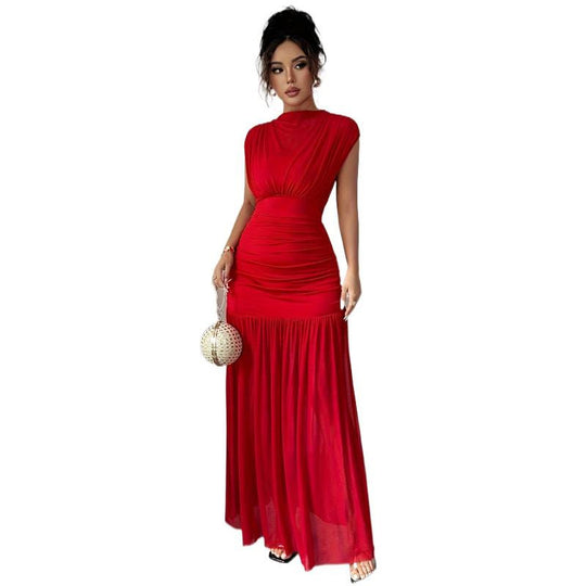 Damen Elegantes Maxikleid mit figurbetontem Schnitt und fließendem Rock EB